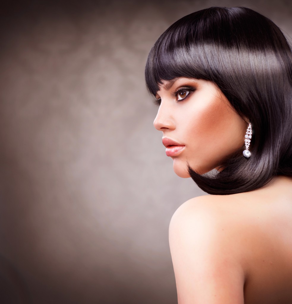 Beautiful Brunette Girl. Haircut. Hairstyle